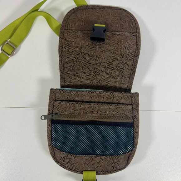 Haiku Crossbody Purse Vegan Pebble Leather Green Strap Floral - Picture 6 of 9